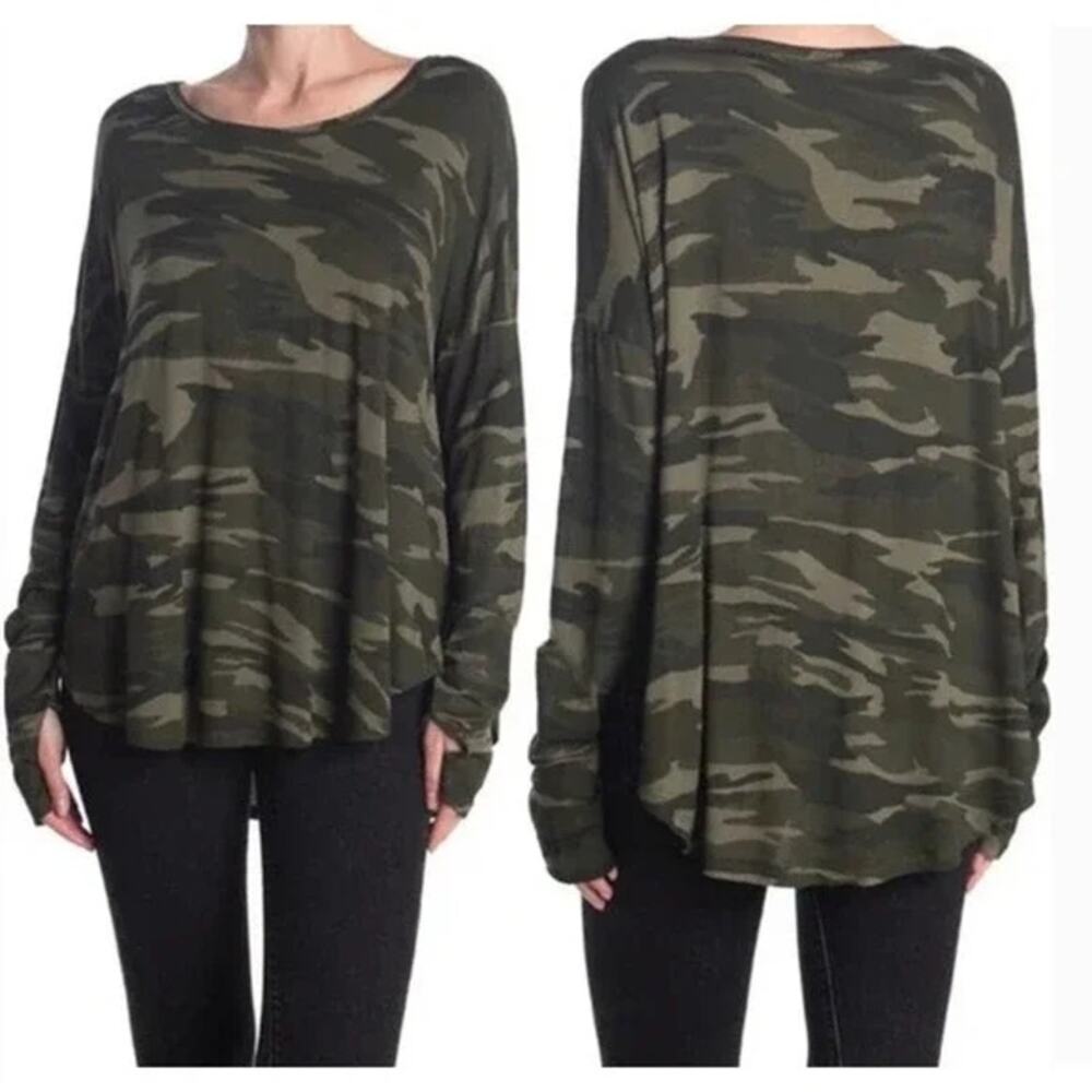 Sweet Romeo Camo Green size XS NEW Thumbhole Long Sleeve Stretch Jersey Top